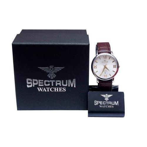 Spectrum Red Women’s Leather Round Shape Watch