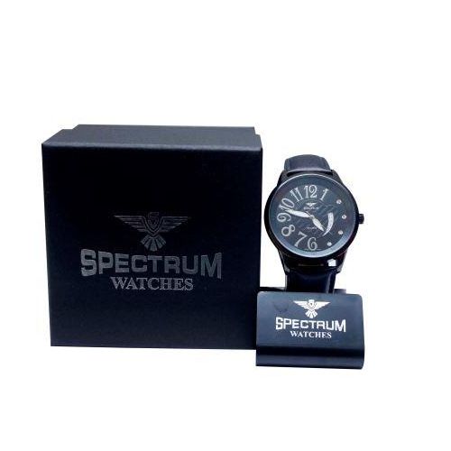 Spectrum Leather Men’s Watch – Black