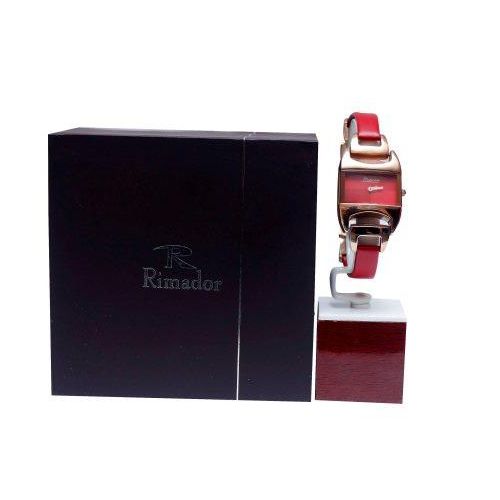 Michell July Women’s Leather Square Shape Watch – Red