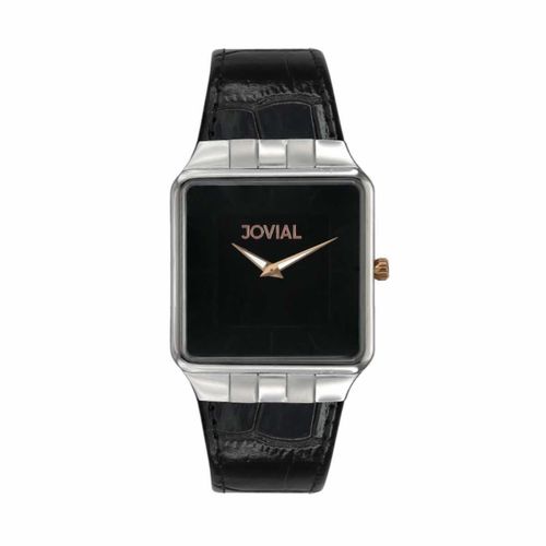 Jovial Men’s Leather Wrist Watch – Black