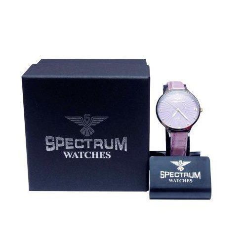 Spectrum Purple Women’s Leather Round Shape Watch